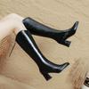 High-heeled boots women's 2025 new autumn and winter thin but knee boots thick heel brown V-mouth square head high boots
