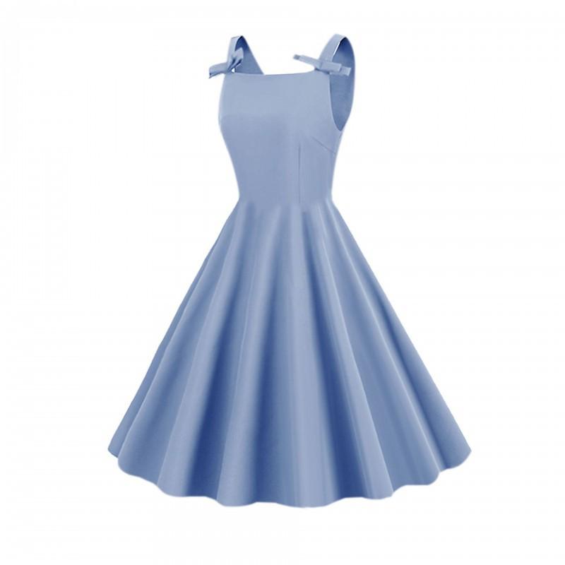 Sleeveless Vintage Hepburn Style Wrap Dress With Bow Detail A-Line Midi Women
