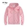 Mens Oversized Zip-Up Hooded Sweatshirt With Heart Embroidery Casual Streetwear