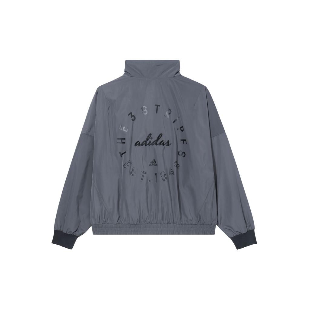 Adidas Solid Color Zip-Up Stand Collar Jacket Women Outerwear Grey HZ7039