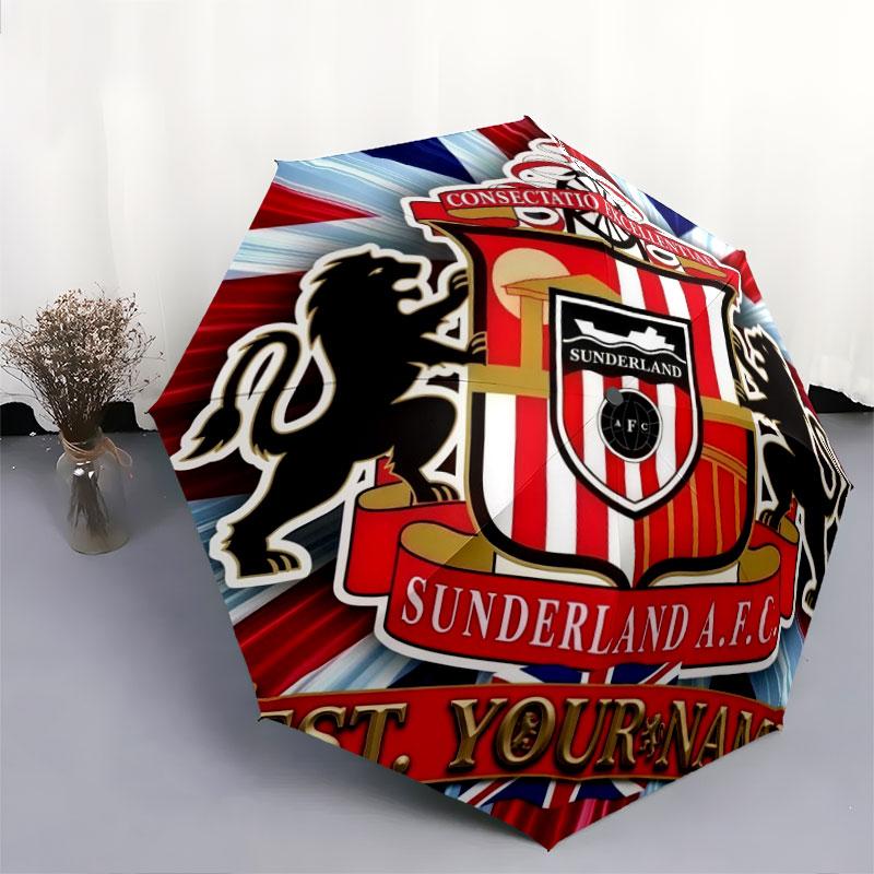 1 PC Automatic Folding Umbrella - Sunderland A.F Custom Name Pattern, Portable & Foldable Design with 8 Ribs, Christmas Birthday Gifts
