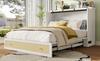 Cabinet Bed, 140 x 200, with Drawers at the Foot and Shelf at the Head of the Bed, with USB and Socket, Convertible Platform, Without Mattress, White