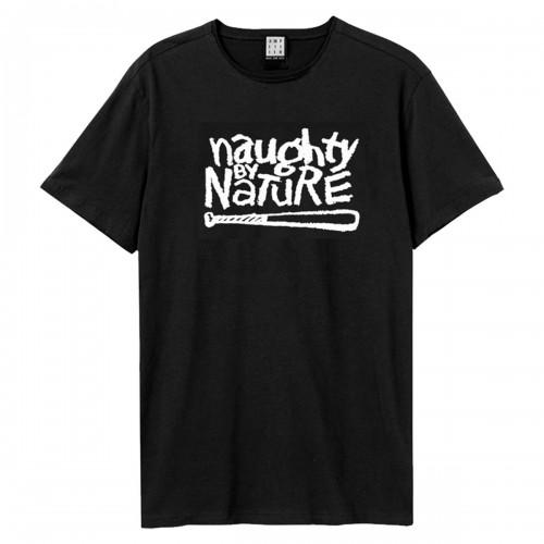 Amplified Unisex Adult White Logo Naughty By Nature T-Shirt