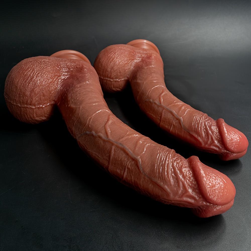 Extra großer langer Penis, Flüssigsilikon in medizinischer Qualität, langlebiges manuelles Sexspielzeug mit starkem Saugnapf, konzipiert für die Vaginalmassage und männliche Homosexualität