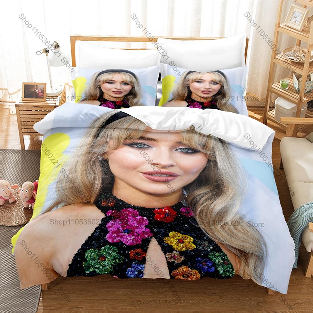 Personality Sabrina Carpenter New Bedding Set Music Star Print Duvet Cover Pillowcase Bedroom Home Decor For Fans Music Artist T