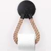 Toilet Paper Holder - AIMOONSA - 53 Cm Rope - Matte Black - Natural Jute Rope - Wall Mounting