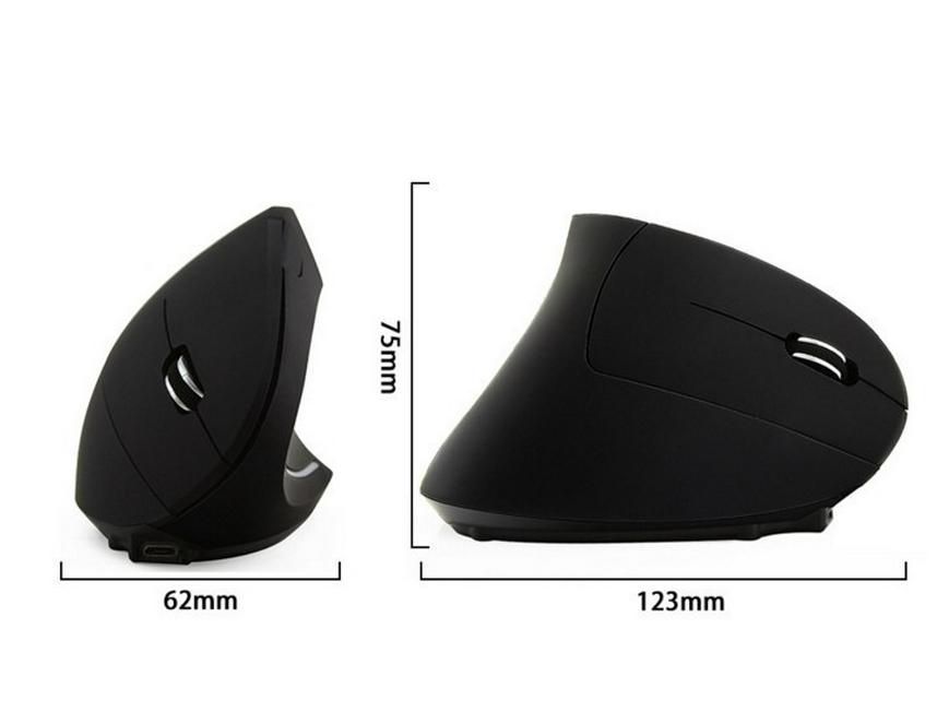 Wiederaufladbare vertikale kabellose Maus – beidhändiges Design, optisch, ergonomischer Griff