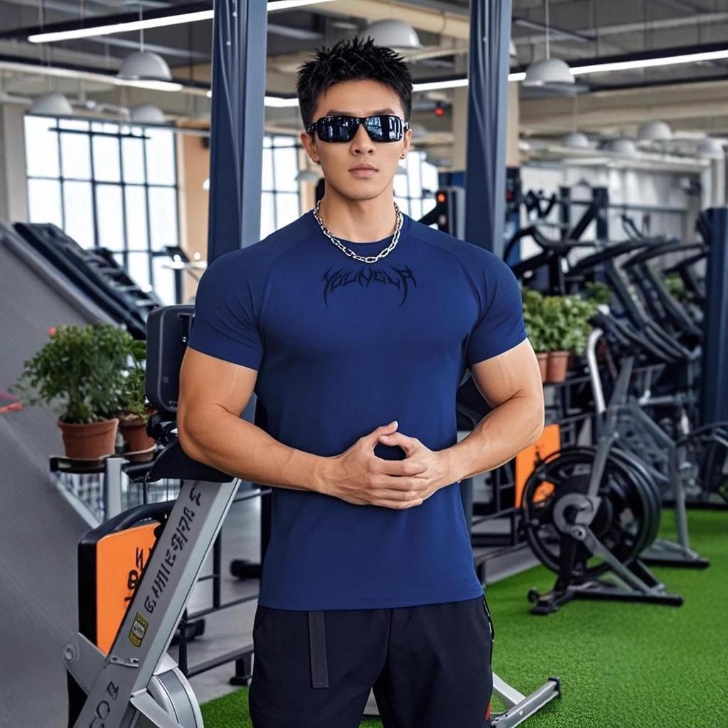 Men's Stretch Cotton Cuffed Short Sleeve Basketball & Running T-shirt