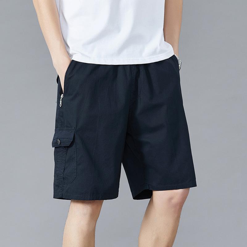 Summer Men s Work Shorts Pocket Zip Trend Versatile Casual Trousers Five Work Trousers L чёрный