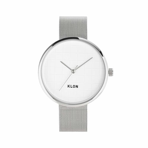 

Klon GRID TIME -SILVER MESH- 38mm Wristwatch for Men and Women, Stylish and Simple Silver