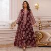 AB423 Plus Size Women's Embroidered Sequin Robe Dress - Middle Eastern, European, American Style
