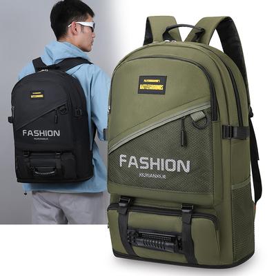 Men's Letter Print Backpack Large Capacity Expandable Travel Backpack Outdoor Mountaineering Bag
