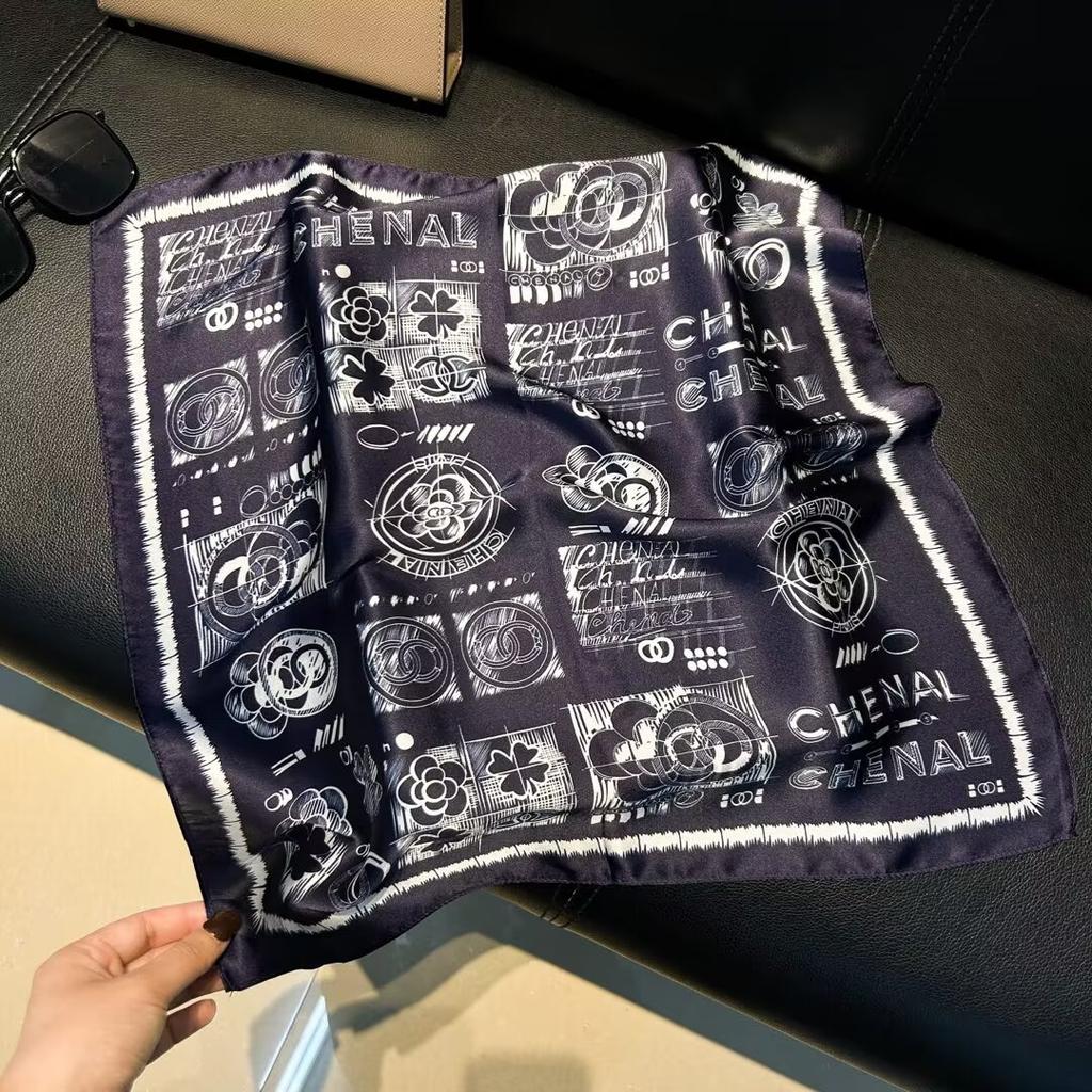 53cm Floral Printed Silk Square Scarf Women's Fashionable and Versatile Printed Scarves High-end Decorative Scarf Shawl Kerchief