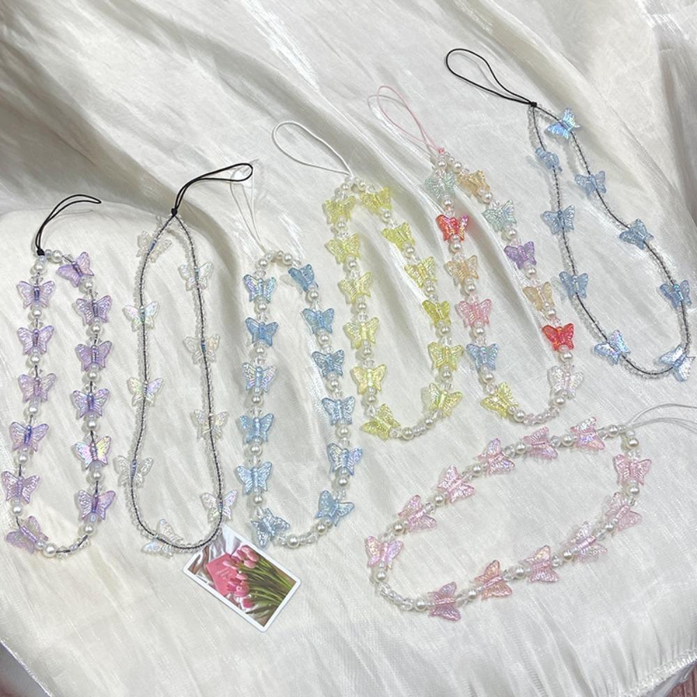 Anti-lost Candy Colors Cellphone Keychain Y2K Butterfly Mobile Phone Chain Women