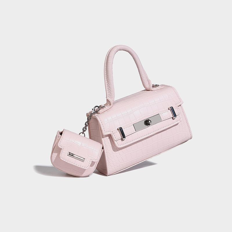 

Premium Macaron Portable Small 2024 New Crossbody Female Crocodile Pattern Fashion Shoulder Small Square Bag світло-рожевий колір