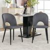Dining Chair (2 Pcs), Upholstered Chair with Backrest, Seat Made of Velvet, Frame Made of Metal, Adjustable Feet, Diamond Pattern On the Back, Grey