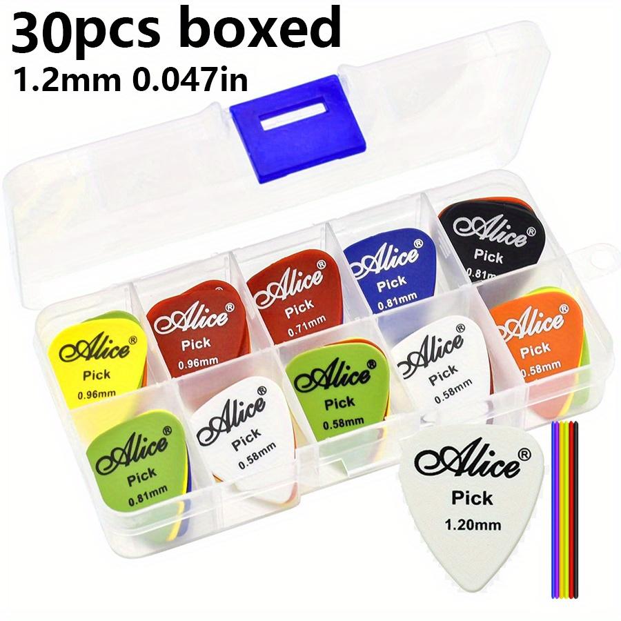 30pcs Alice Guitar Picks Set Varying Thickness from 0.58mm To 1.50mm Durable Plastic Picks with a Transparent Storage Case JXB