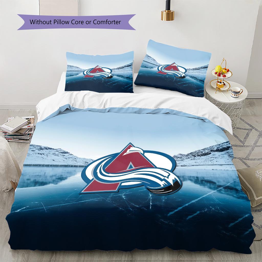 Colorado Avalanche Pattern Bedding Quilt Set Home Decoration Gift (1 * Duvet Cover + 2 * Pillowcase Without Core)