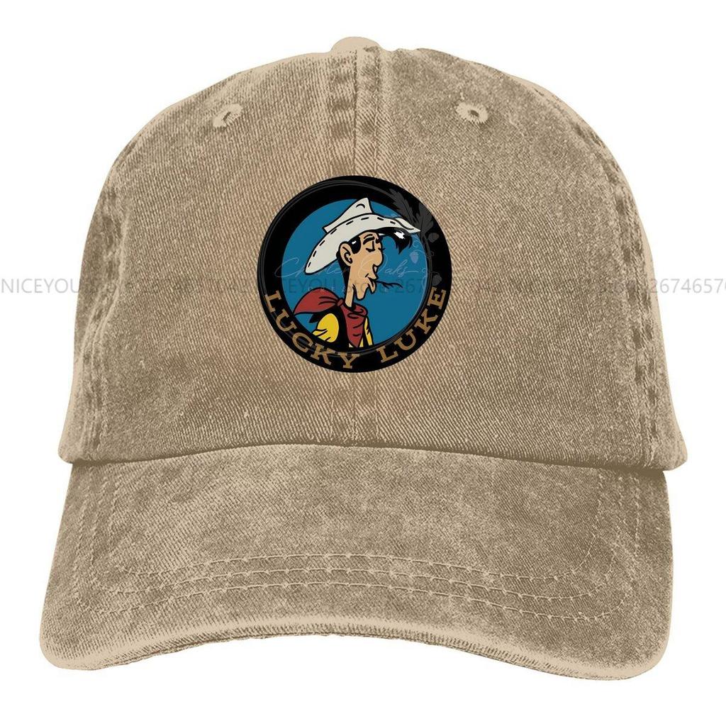 Cowboy in Circle Layered Baseball Cap Men Hats Women Visor Protection Snapback Lucky Luke Cartoon Comic Caps