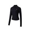 Training Series Solid Color Zip Stand Collar Comfortable Breathable Versatile Long Sleeve Sun Protection Top Women Tops Basic-Black 962527701-5