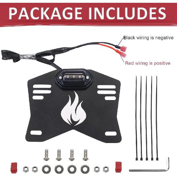 Starknightmt UTV License Plate Holder With Light, Universal Lighted License Plate Mount Bracket Compatible With Polaris Ranger RZR Can Am X3 Defender