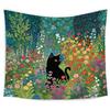Cute Black Cat Art Painting Tapestry, Aesthetic Black Cats Decor, Vintage Cat Tapestry Wall Hanging For Room Bedroom Living