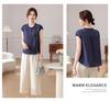 Tencel Summer Ruffled Slimming T-Shirt for Middle-Aged and Elderly Women