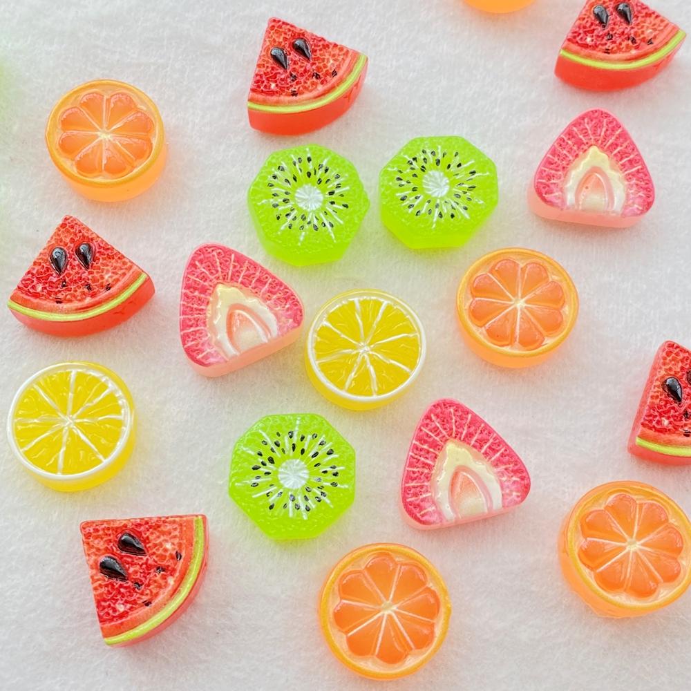 20Pcs Resin Mixed Fruits Strawberry Lemon Watermelon - For Scrapbooking Wedding Decor  Diy Jewelry Making Accessories