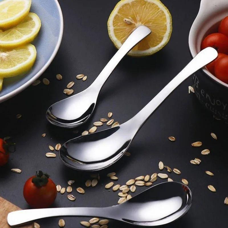 6/1Pcs Stainless Steel Spoon Thicken Soup Spoons for Pot Scoops Colander Home Multipurpose Kitchen Tableware Cooking Tools