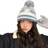 Autumn and Winter Red Christmas Hairball Snowflake Warm Knitted Wool Hat Sweet and Cute Hair Curled Edge Cold Hat