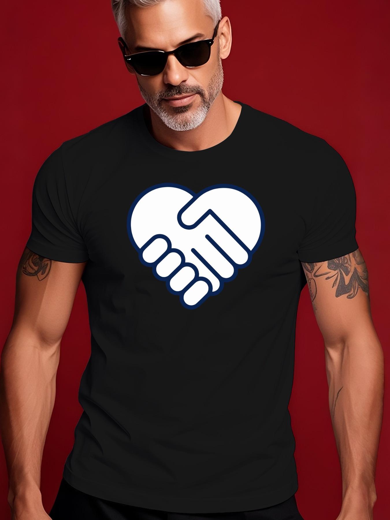 Short Sleeve Tshirt - Vibrant Blue with White Handshake S... XXXL