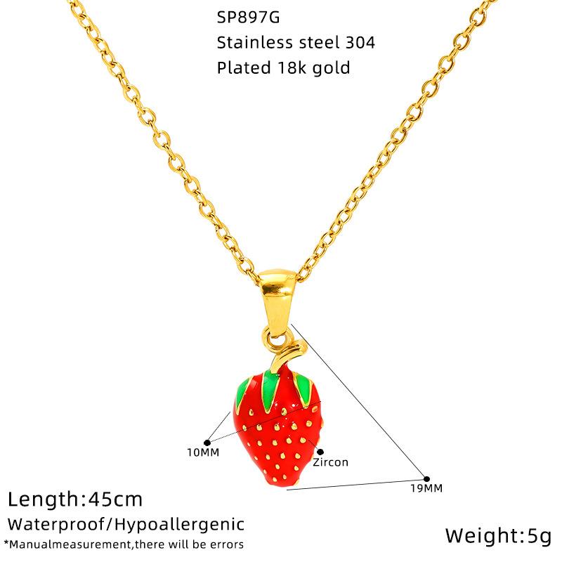 Simple Fruit Series Multi-Style Dripping Cherry High-End Clavicle Necklace Women'S Stainless Steel Jewelry