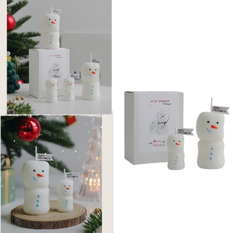 Holiday Snowman Candle Set 2Pcs Soybean Wax Blend Long Burning Festival Fragrances Decorative Storage Designs