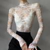 Sexy Lace Patchwork Sheer Long Sleeve Top - Slim Fit, Lightweight, Sun Protection