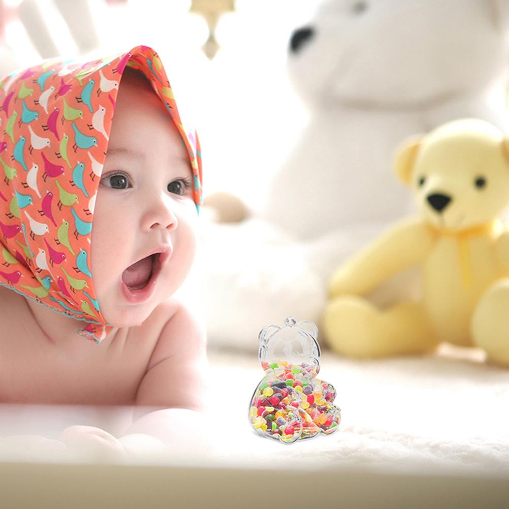 10 ks Průhledná bonboniéra Velkoobchodní sklenice Dárkové krabičky Svatba Dárky Občerstvení Balení Medvěd Tvar Dítě Nevěsta Průhledná