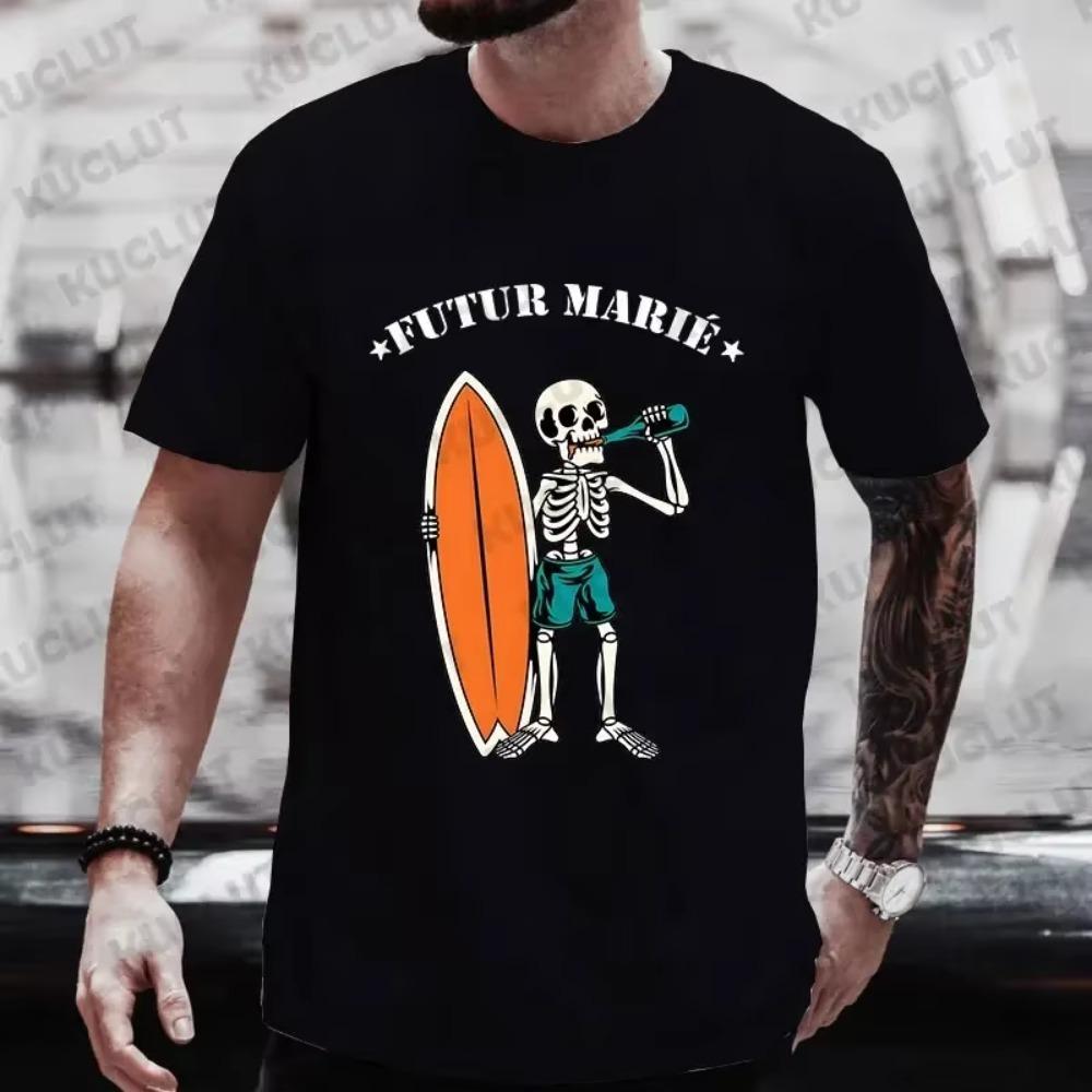 

Футболка с изображением будущего французского жениха, прощальная футболка для мальчишника, пивной скелет, забавные графические топы, свадебные футболки EVG Team S чёрный