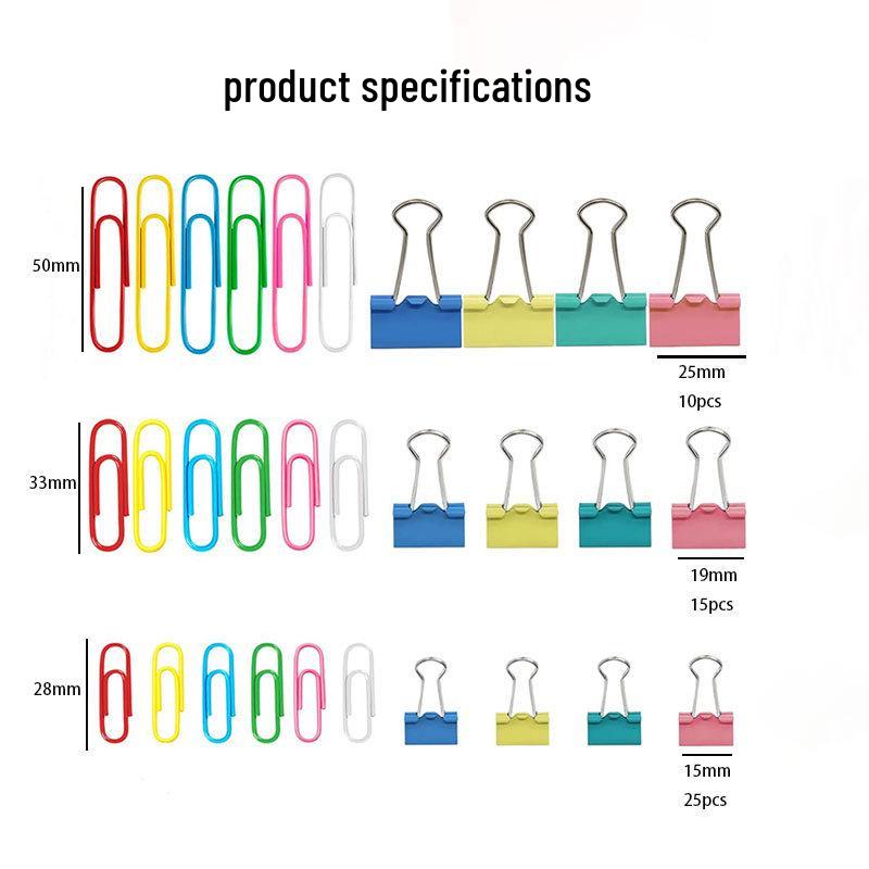 350-Piece Assorted Paper and Binder Clip Set for Office Organization
