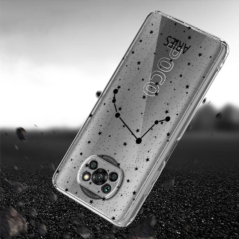 Transparant Hoesje met Twaalf Sterrenbeelden Voor Xiaomi Mi Poco X3 NFC M3 Pro F3 F1 11 Lite 12 Redmi Note 10 9S 8 7 9 Zachte Telefoonhoes