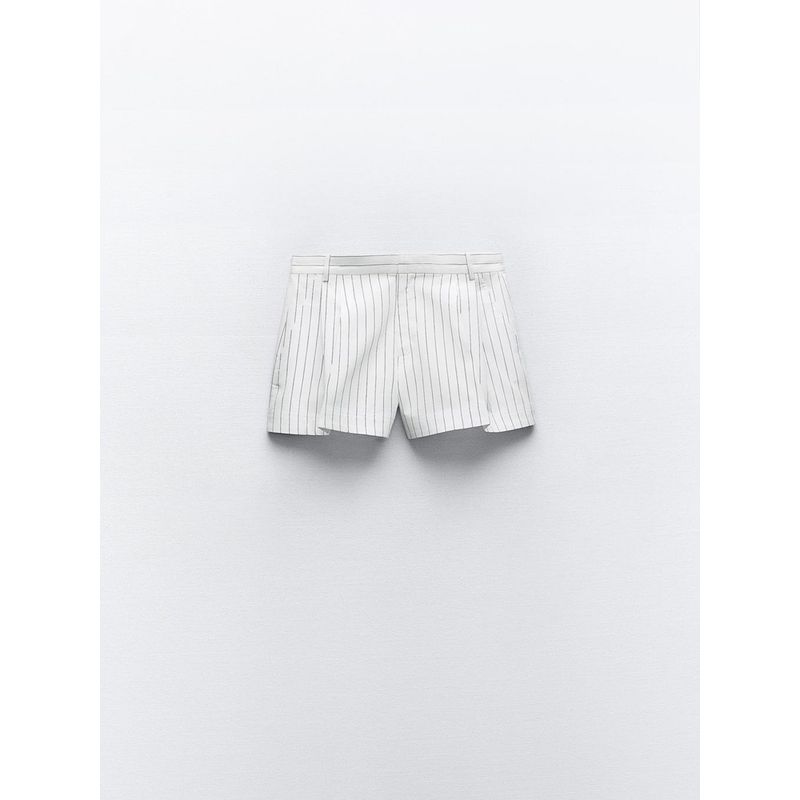 

Za2024 Spring-Summer New Type Women s Zipper Loose Easiest for Match High Waist Stripes Mini Shorts 6929405 0 Sea Blue Stripes L