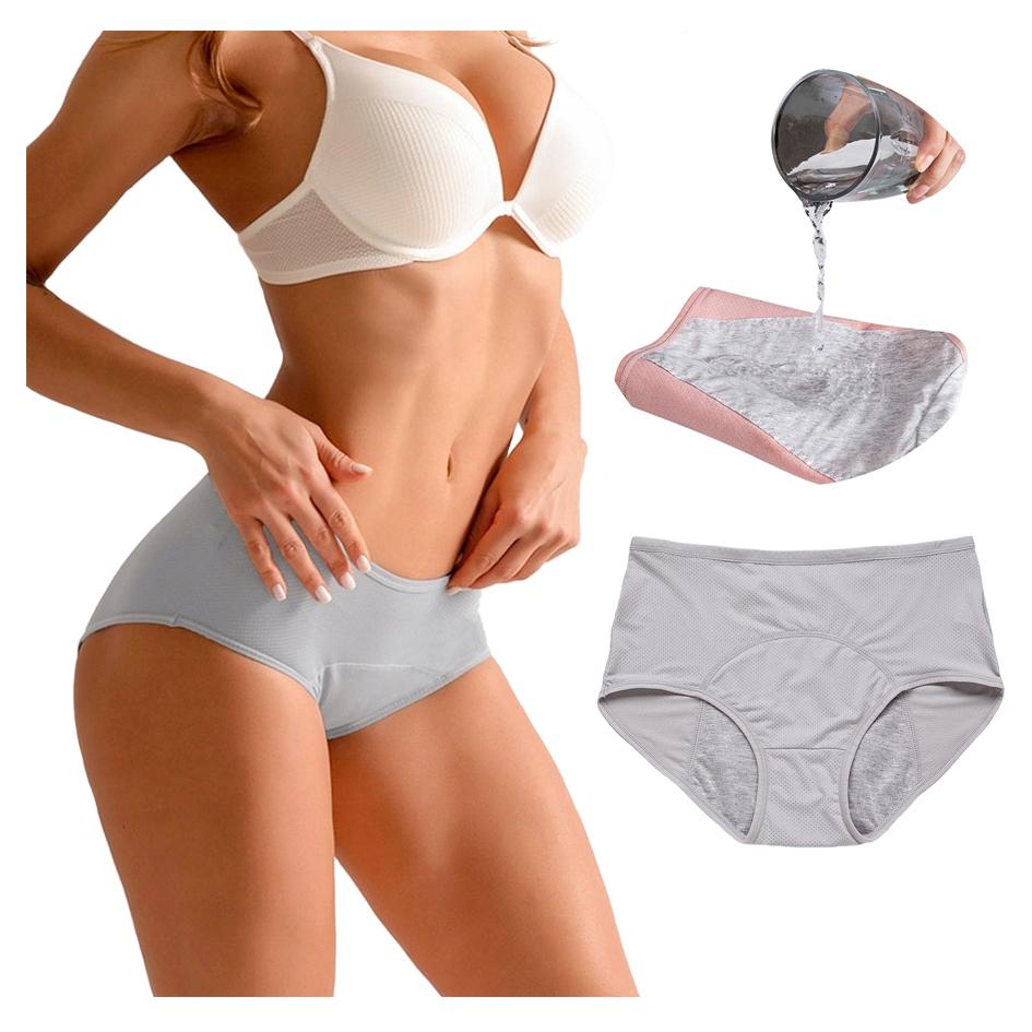 Leak-Free Women's Panties Gray Xl Menstrual Panties High Waist
