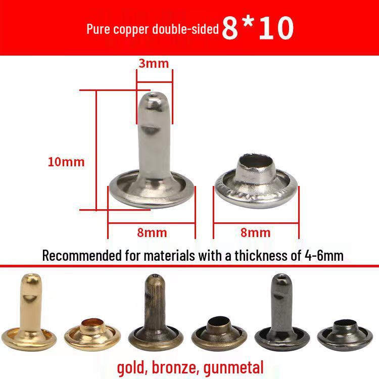 Double-Sided Leather Bag with Mother-Child Round Head Double Cap Rivets for DIY Clothing & Bag Accessories