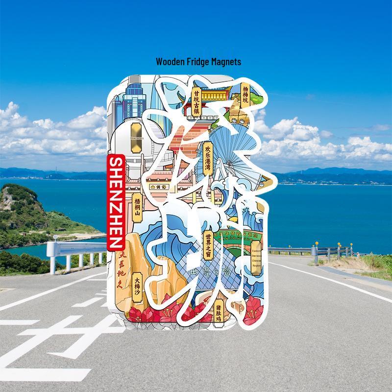 Shenzhen 3D Wooden Magnet: City Kitchen Souvenir