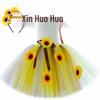 Sunflower Fairy Princess Dress Set for Kids - Fluffy Mesh Dress with Wings