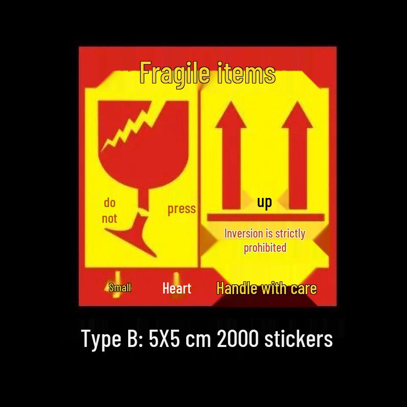 Large Self-Adhesive Fragile Sticker - Handle with Care, Do Not Press