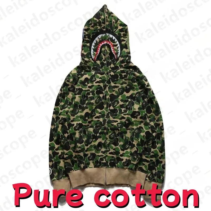 In-Stock Luminous Shark Head Camouflage Double Hood Sweatshirt - Unisex Fleece-Lined Autumn/Winter Outerwear