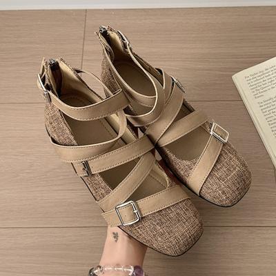 Women Flats Square Toe Loafers Shoes Casual Sport Sandals New Summer Sneakers 2025 Walking Shallow Woman Shoes Zapatos