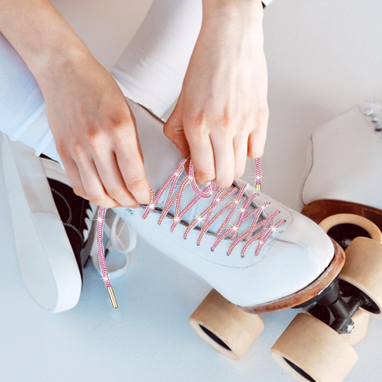 

4 шт. Блискучі шнурки для взуття з камінням 55 Кришталеві шнурки для взуття Bling Bling Запасні блискучі круглі шнурки рожевий