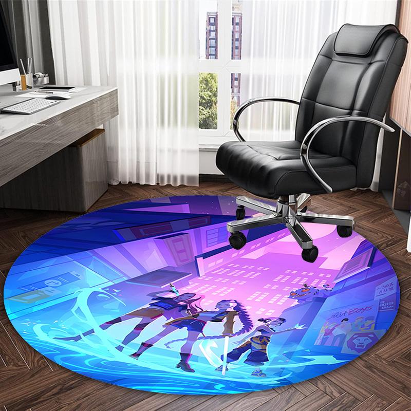 1pc KPop Demon Hunters28 Print Round Carpet Chair Round Carpet Suitable for Bedroom Living Room Home Decorative Carpet