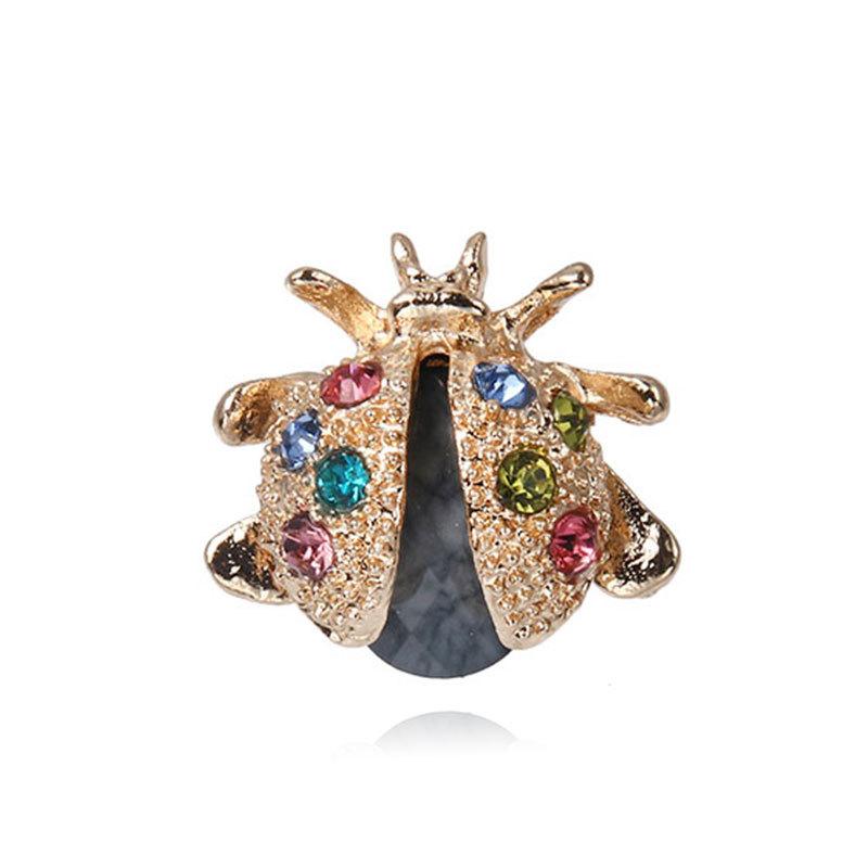 SKEDS Fashion Cute Ladybug Rhinestone Brooches For Women's Men's Clothing Insect Metal Enamel Pins Banquet Brooch Jewelry Gift