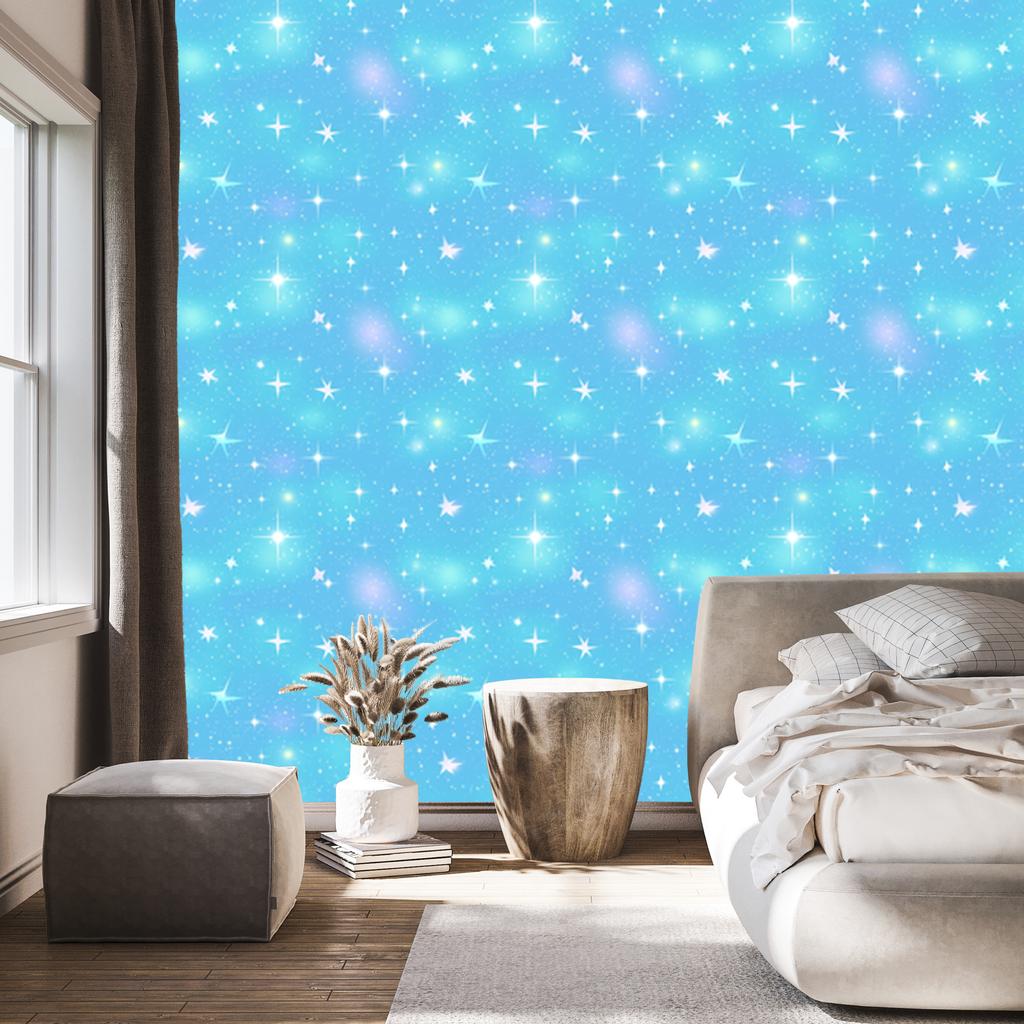 Watercolor Galaxy Wallpaper Turquoise and Azure for Living Room and Bedroom 50x1000